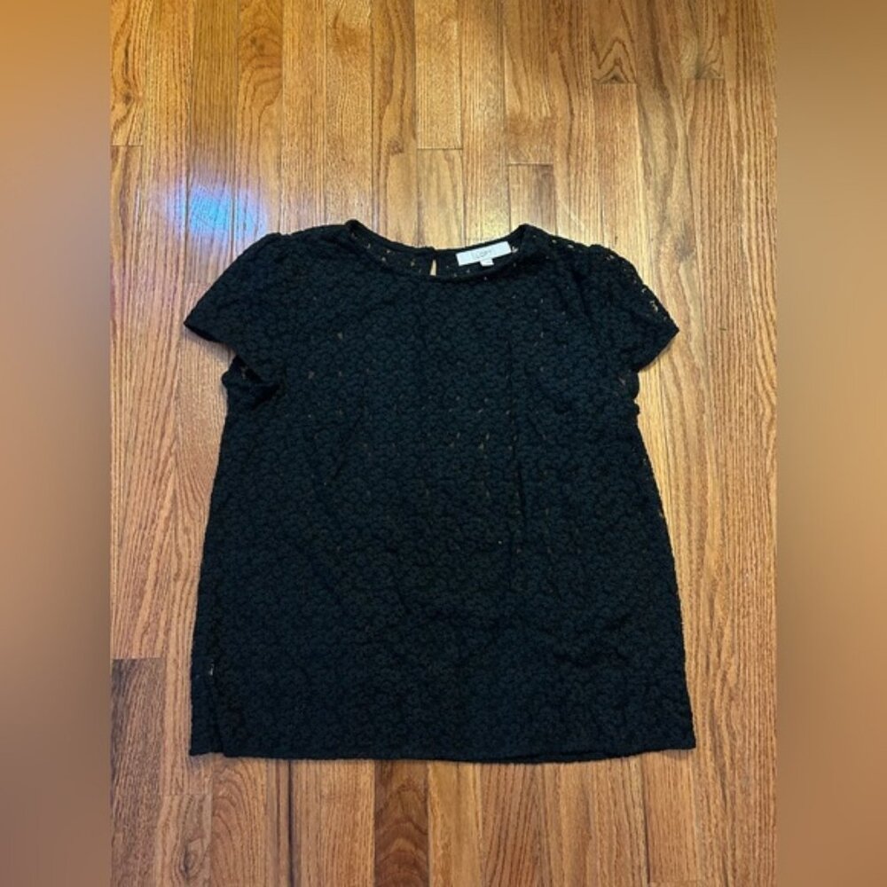 LOFT Black Sheer Blouse Women’s Size Large – Lightweight Nylon Top